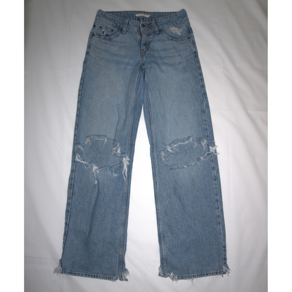 Levi's Size 24 Superlow Light Wash Distressed Straight Leg Jeans